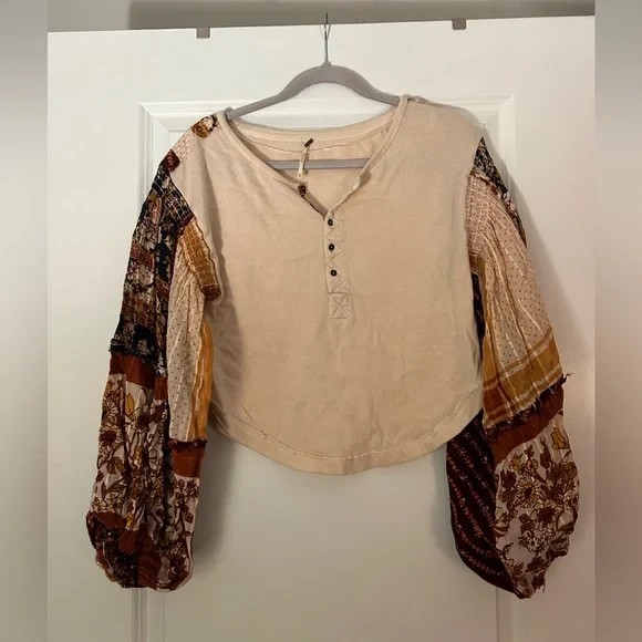 Free People Light Magic Henley Blouse Top - Picture 4 of 6